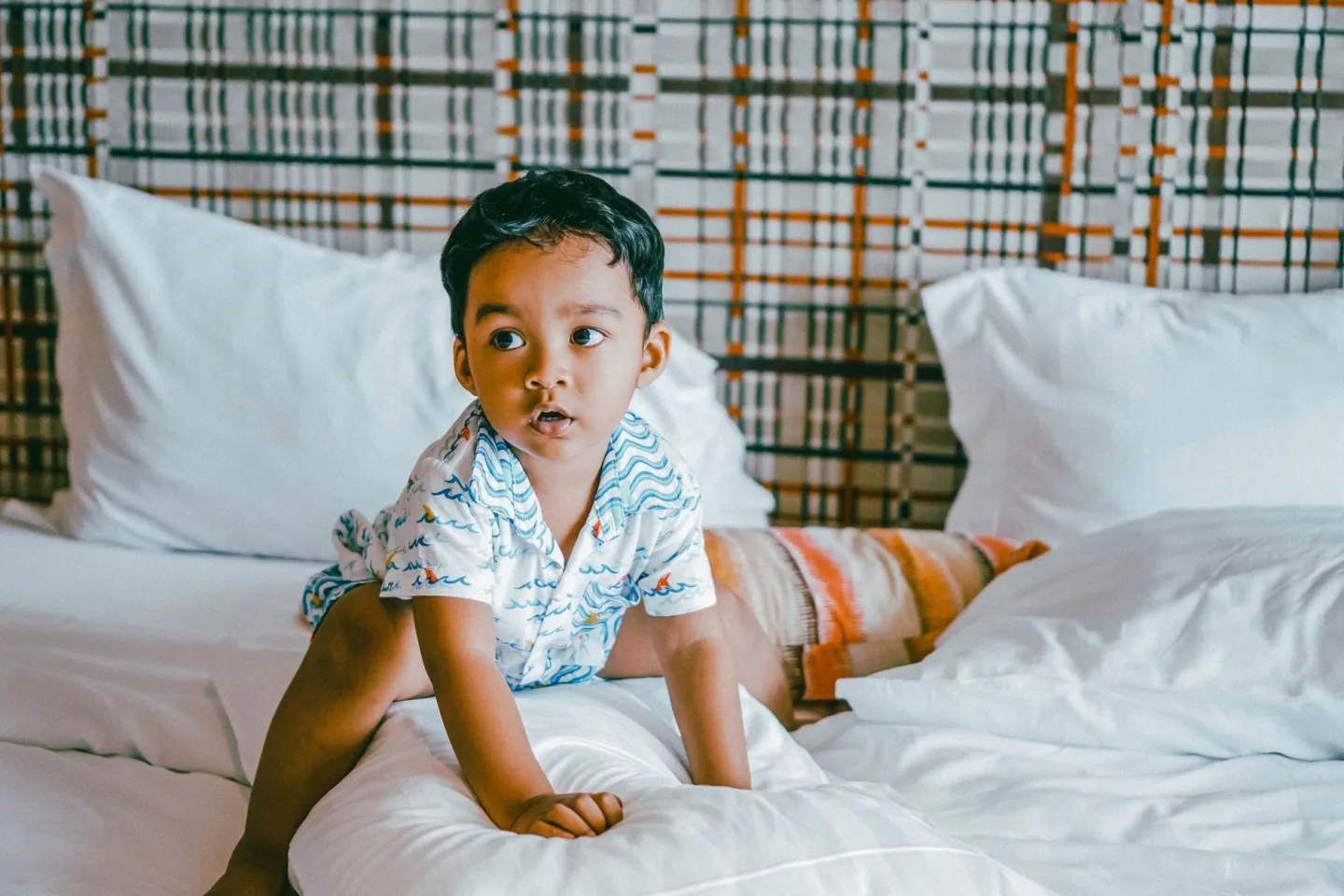 A child getting dressed in the morning